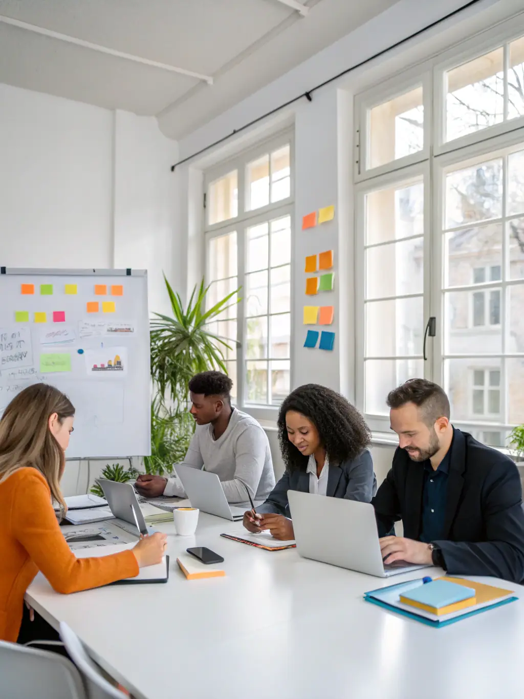 A diverse team of professionals engaged in a collaborative brainstorming session, fostering open communication and innovative problem-solving in a Canadian workplace.